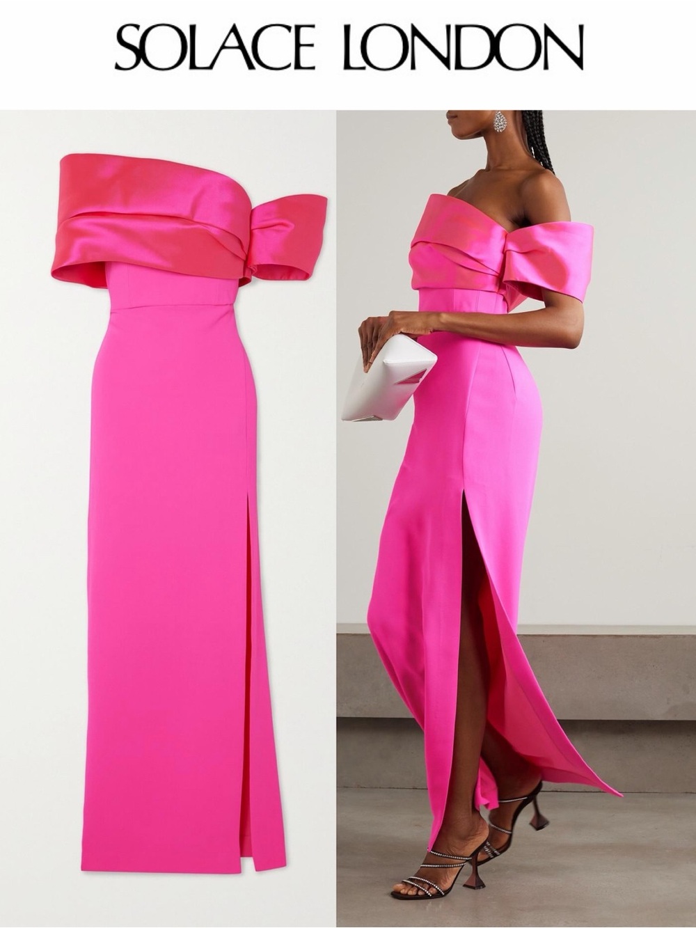 SOLACE LONDON Alexis Gown Satin-Twill Crepe One-Shoulder Hot Pink Sz 0 NWT $770